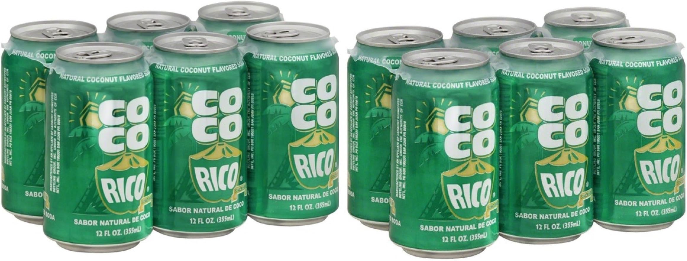 Natural Coconut Flavored Soda from Puerto Rico - 12 Fl Oz Can per Six Pack (Count of 2)