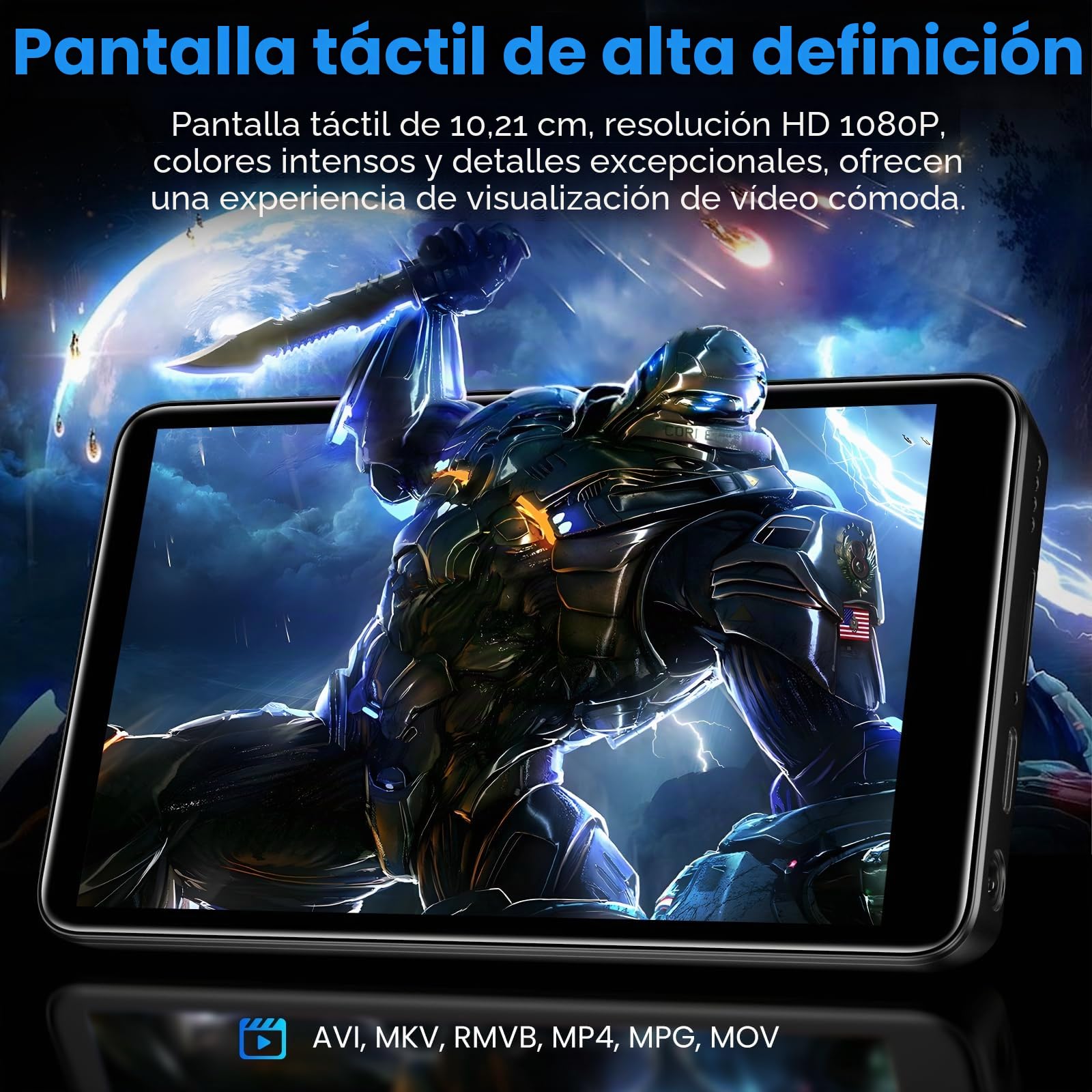 Diofox Reproductor MP3 Bluetooth y WiFi, Android 13, 32GB MP3 Player, Pantalla táctil de 4.02 Pulgadas, Spotify, Amazon Music, Deezer, Play Store, hasta 512GB - Negro