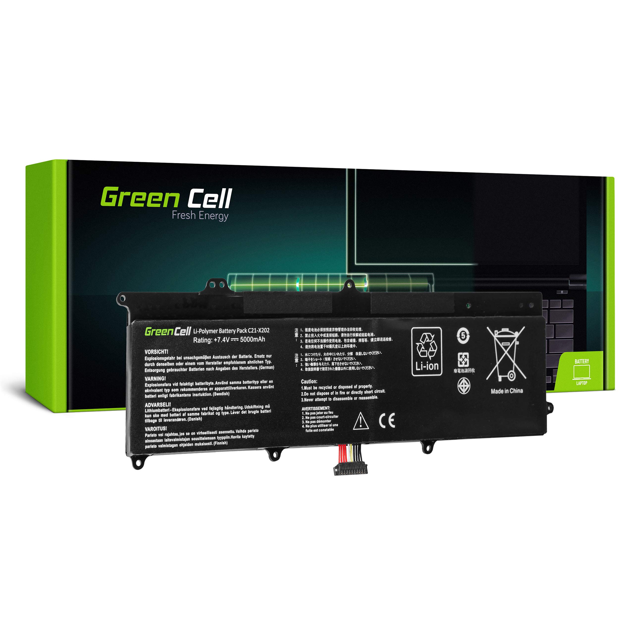 Green Cell Battery for Asus F201 F201E F201E-KX062H F201E-KX066DU VivoBook F202 F202E F202E-CT111H F202E-CT148H F202E-CT273H Q200 Q200E Q200E-BSI3T08 Laptop (4500mAh 7.4V Black)