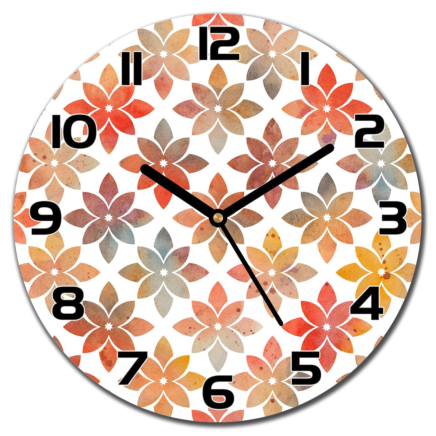 Cuisine et salon magnifiés par l'horloge murale en verre 30cm
