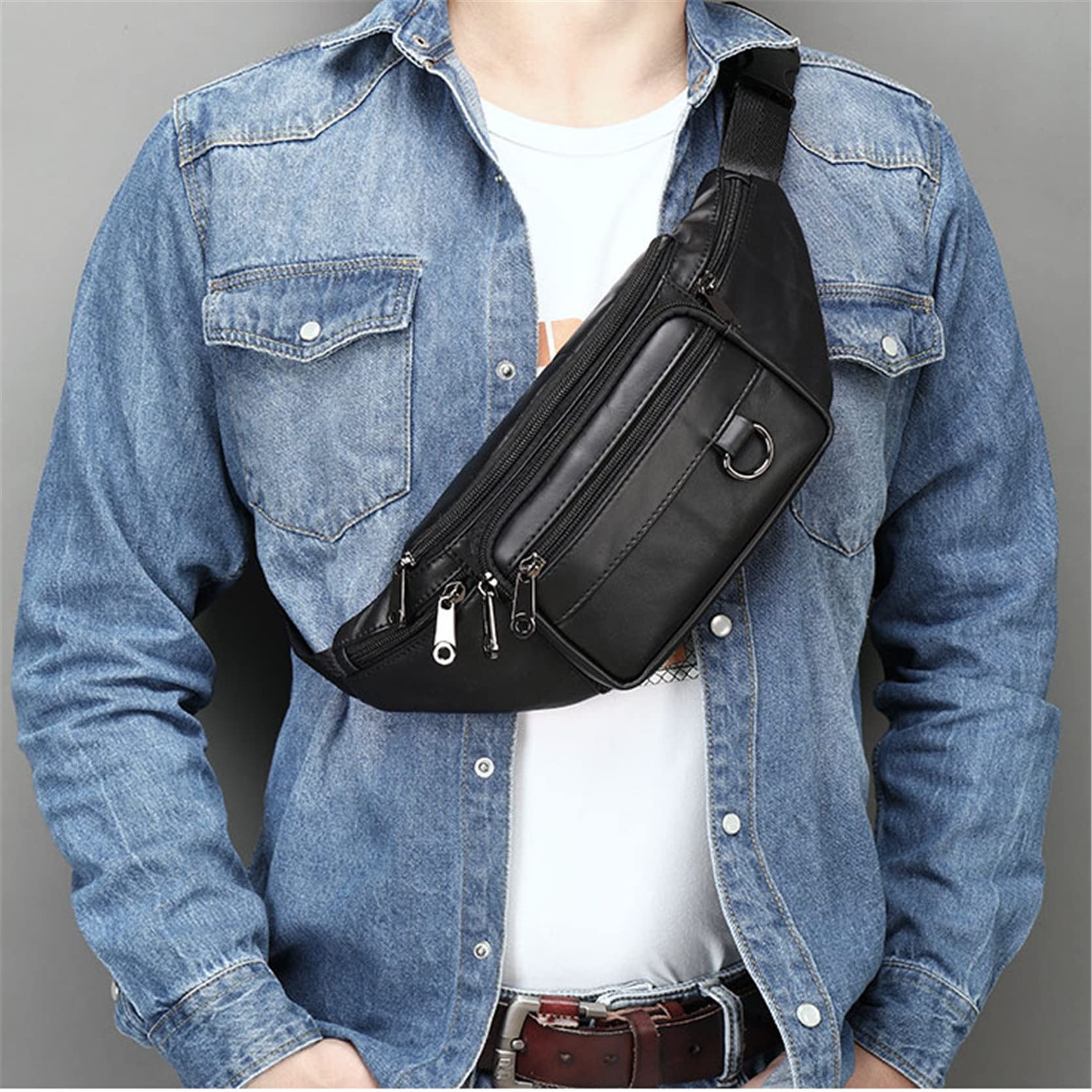 Męska damska nerka nerka nerka, nerka z prawdziwej skóry, torba na klatkę piersiową, moda biodrowa, torba na talię, etui na telefon dla mężczyzn i kobiet, podróż, wędrówki, bieganie, jazda na rowerze, chodzenie, talia, fantazyjna torba dla kobiet, mężczyz