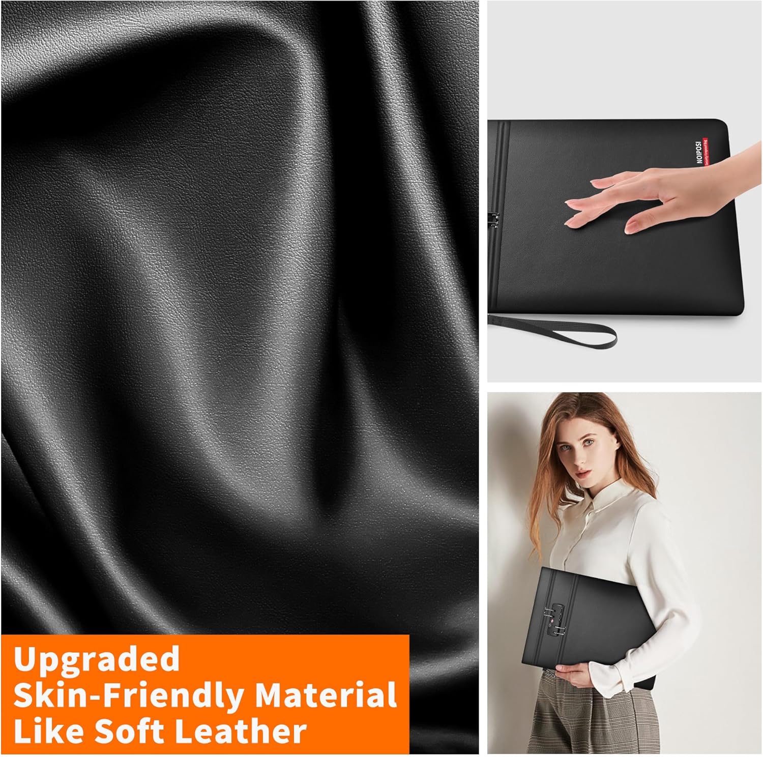 Noiposi 6400℉ Fireproof Document Bag with Lock,Dual-Zip Compartments 15x11 inch Fireproof Bag for Legal Letter Documents,12 Layers Heat Insulated Fireproof Waterproof Document Bag for Valuables