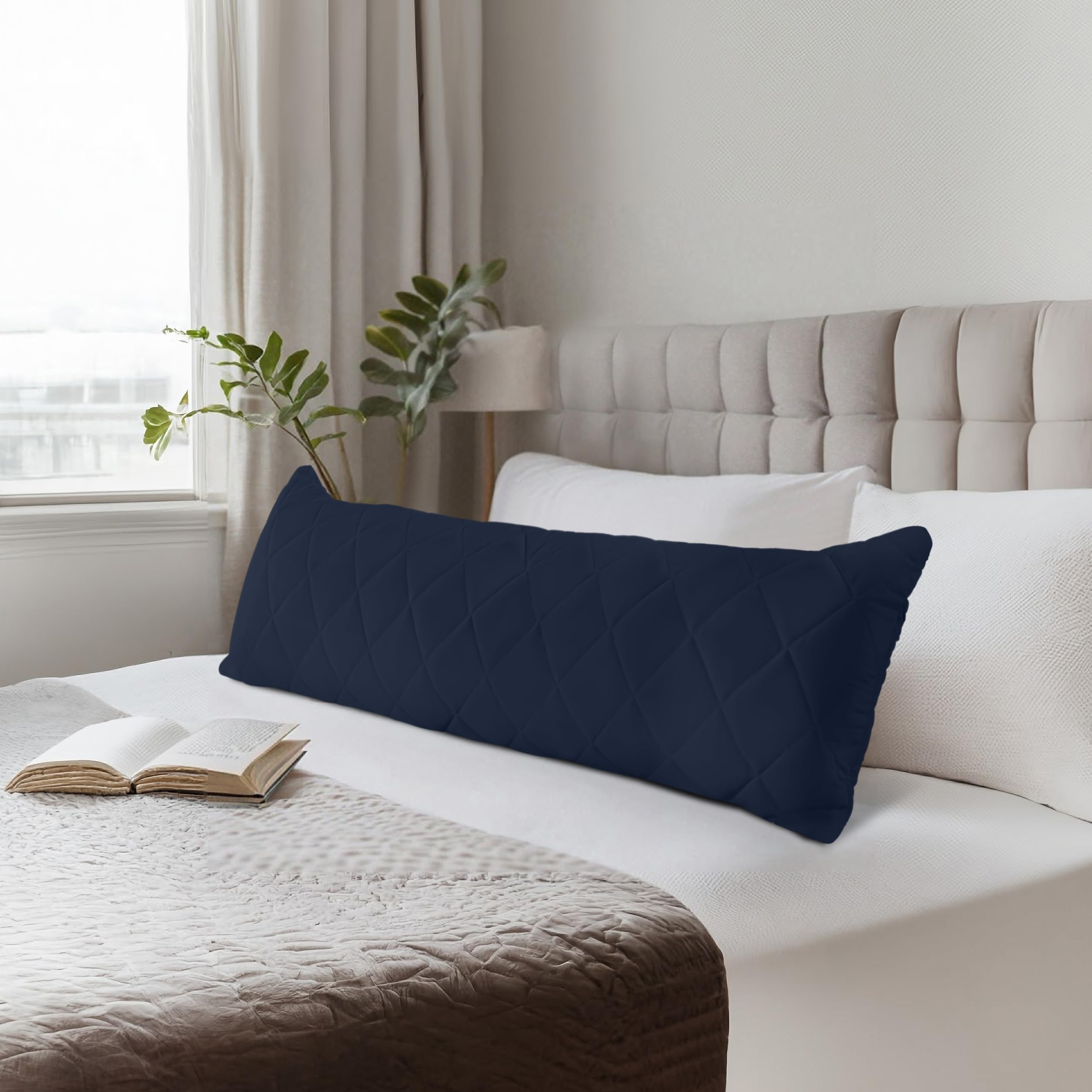 Utopia Bedding Cuscino Trapuntato per il Corpo, 40x145 cm Cuscini per la Gravidanza e la Maternità, Sonno Laterale Cuscino, Imbottitura in Poliestere Morbido (Blu Navy)
