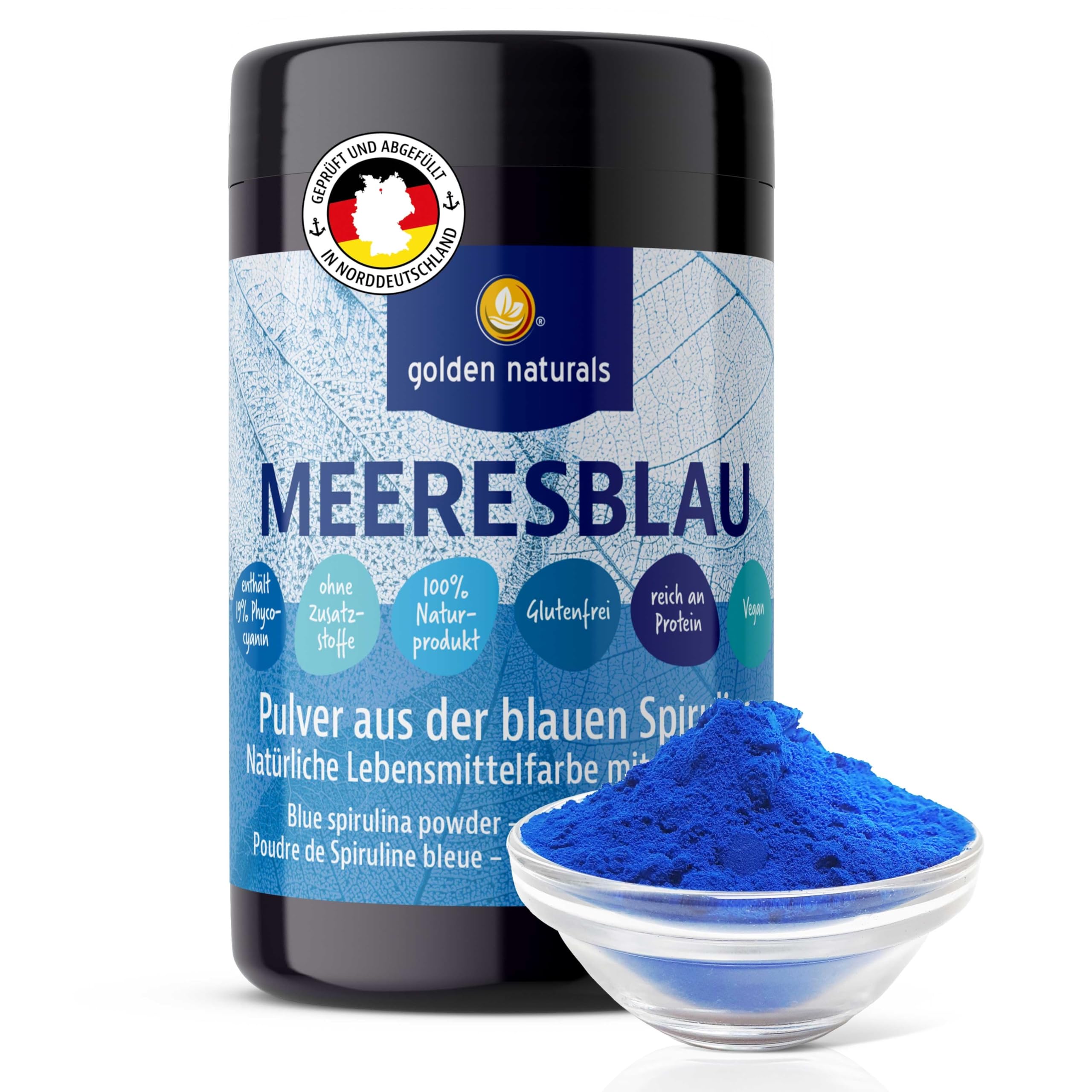 Golden Naturals Blue Spirulina 100 g, rein ohne Zusätze, blaue Mikroalge mit Phycocyanin, natürliche Lebensmittelfarbe