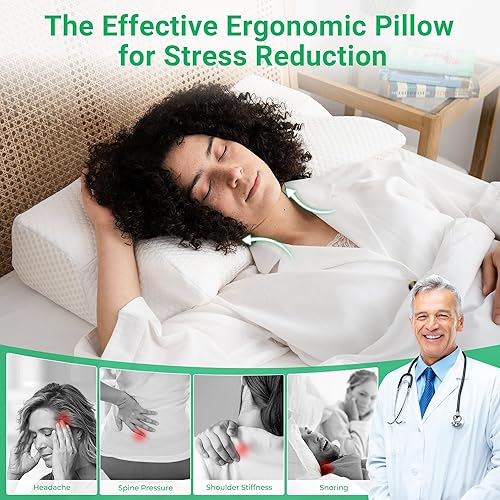 Miniatura 8 de Elviros Almohada cervical para dormir, almohadas para dormir de lado para adultos, almohada cervical de espuma viscoelástica, almohadas ortopédicas