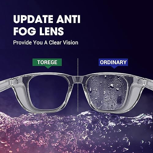 Miniatura 9 de TOREGE Gafas de seguridad para hombres, transparentes, antivaho y luz azul, resistentes a los arañazos, para mujeres, enfermeras