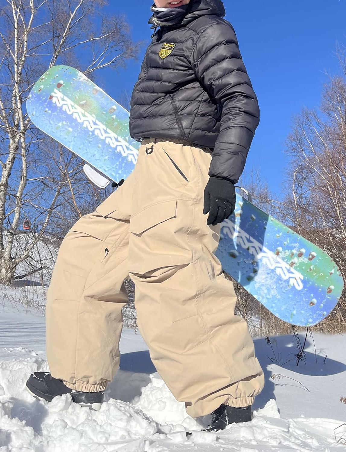 GSOU SNOW Men Snow Pants Baggy Snowboard Pants Women Ski Pants Sport Insulated Loose Waterproof Windproof Winter Hiking Warm - Image 3