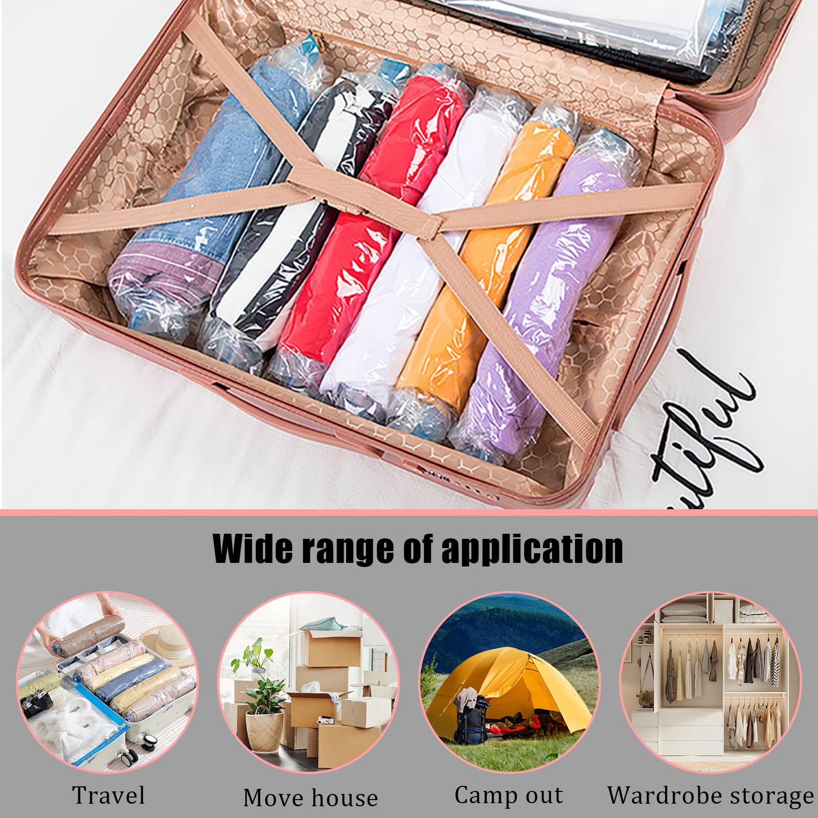 Fkereg 5 Pack Travel Roll up Compression Bag 40 x 60 cm - Image 2