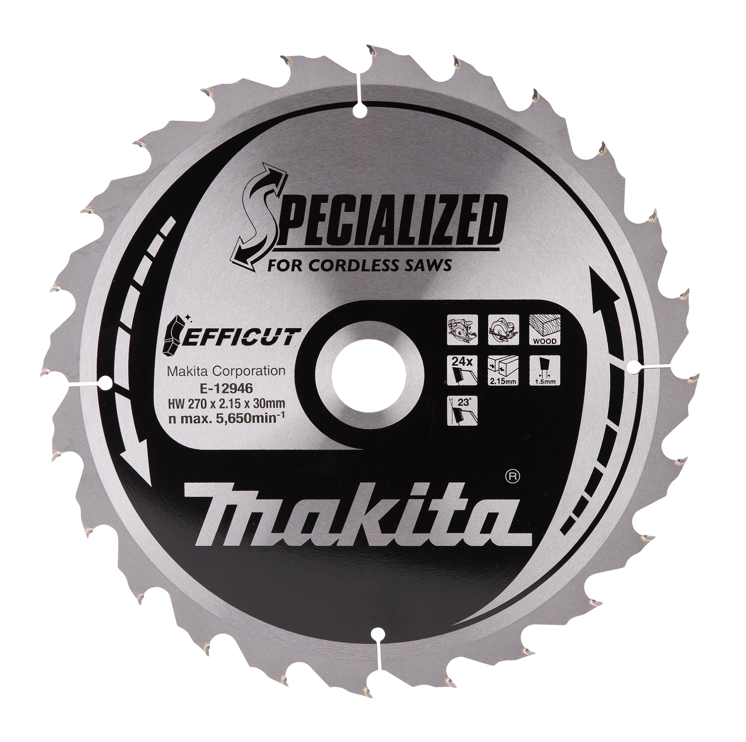 Makita E-12946 Hoja de sierra circular Efficut TCT 270 x 30 mm 24T Madera