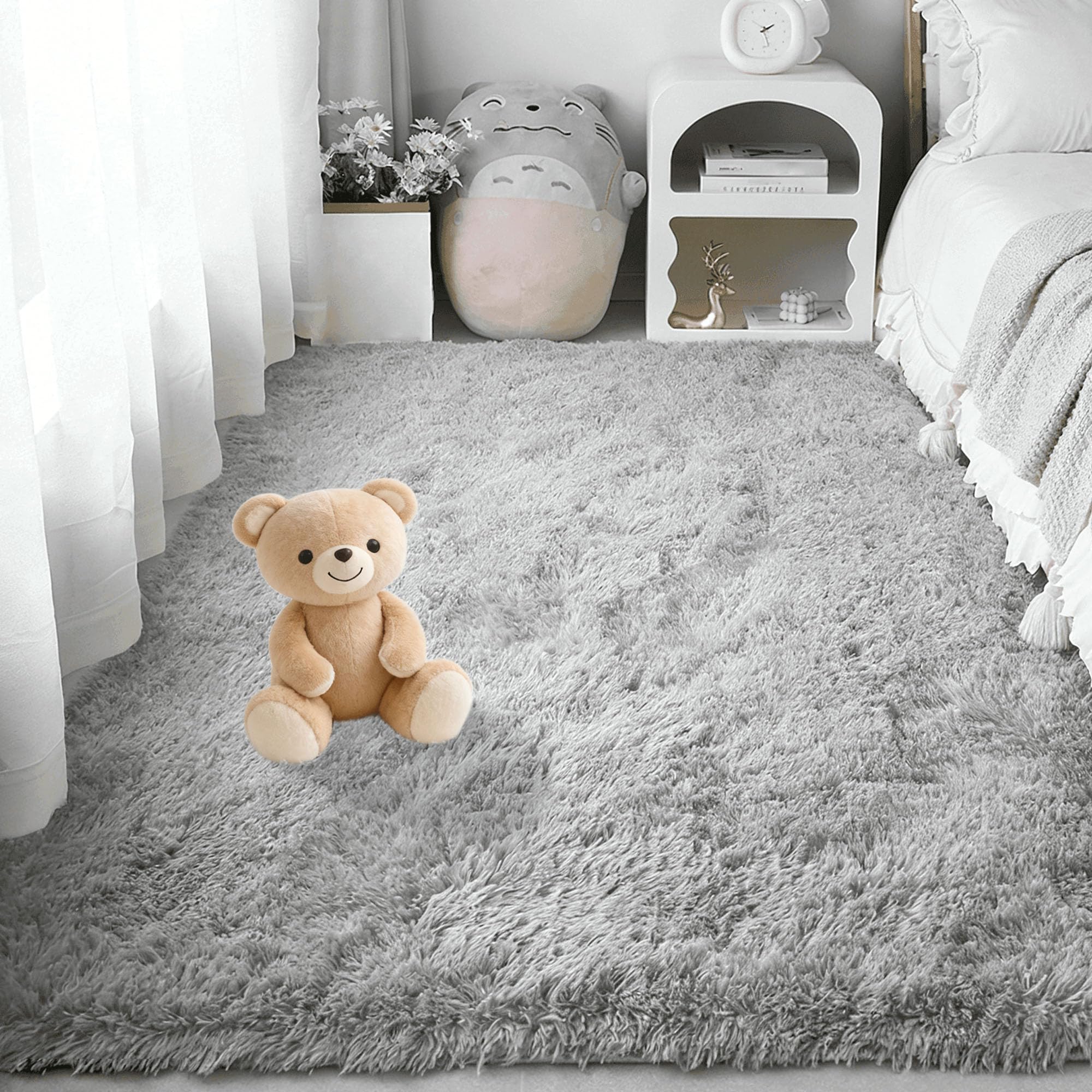 Tapis de salon 170x290 cm lavable et gris clair pour un intérieur moderne