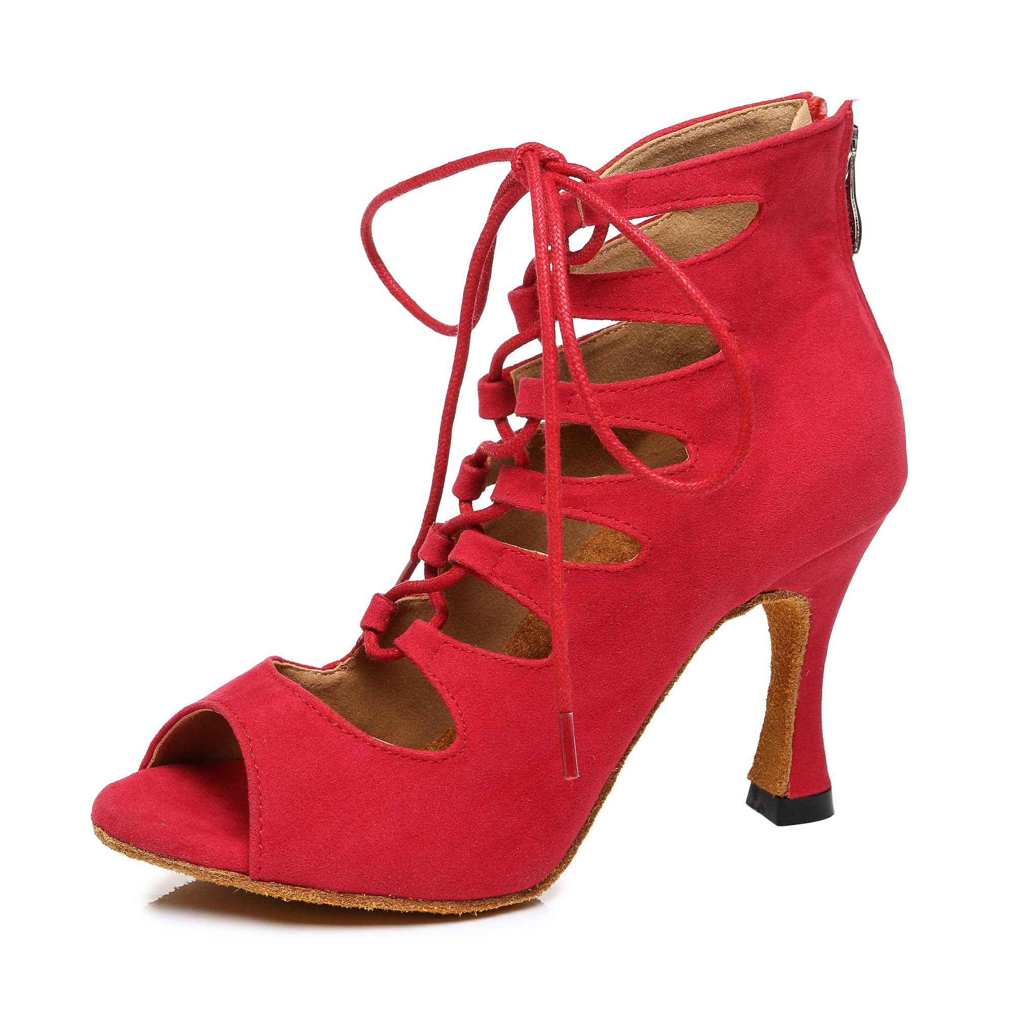 MinishionWomen's Ballroom Dancing Boots Lace-up Latin Shoes L456