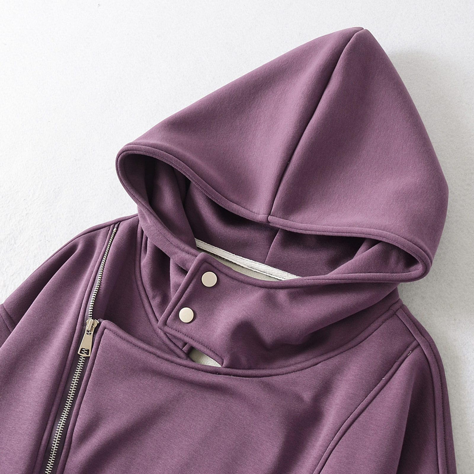 Chaqueta con Capucha y diseño de Cremallera para Sudadera de Forro Polar de Talla Grande