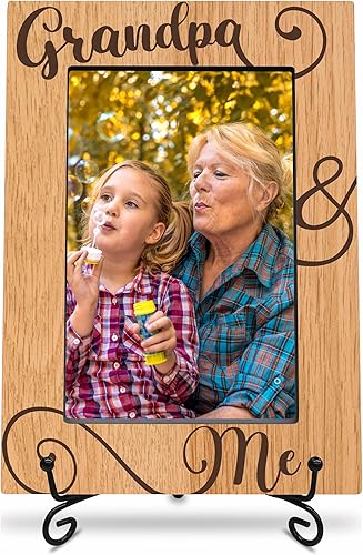 Marco de fotos de madera para abuelo y yo, marco de fotos de abuelo de 4 x 6 pulgadas con soporte, para el día del padre, regalos del abuelo, el
