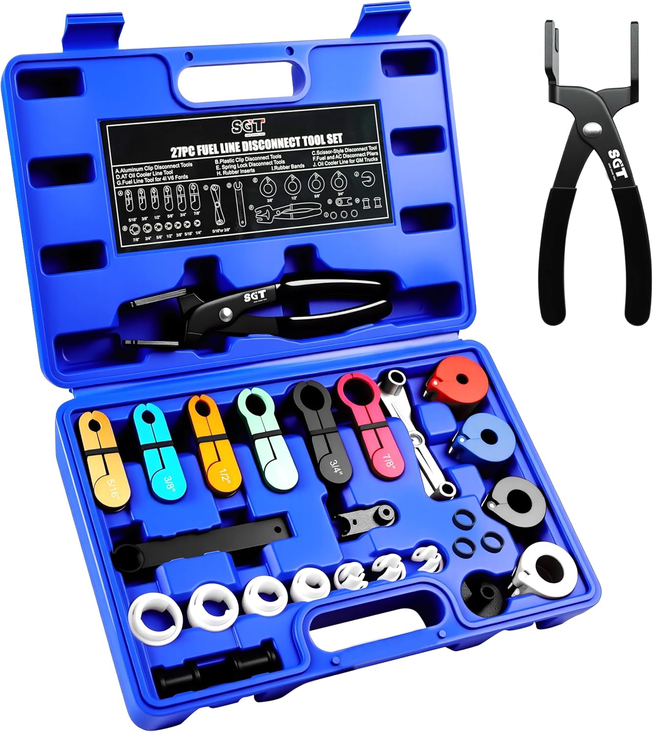 SGT 27pc Master Quick Disconnect Tool Kit, Fuel Line Disconnect Tool Set with Fuel and AC Disconnect Pliers,Fuel Line Removal Tool Set for AC Fuel Line System