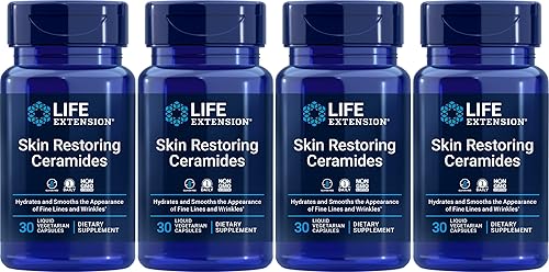 Life Extension Ceramidas restauradoras de la piel, 30 cápsulas vegetarianas líquidas (paquete de 4)