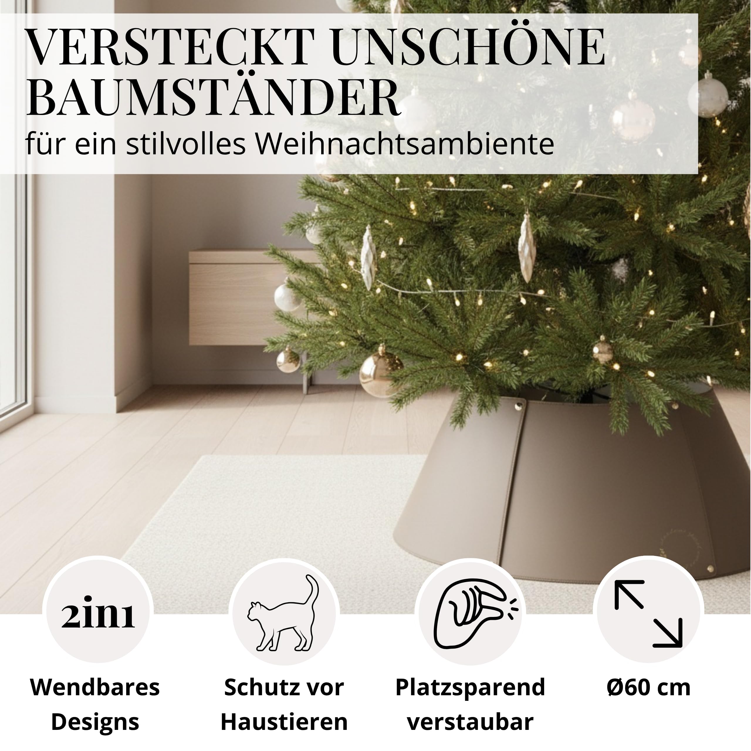 LIVLIG Weihnachtsbaum Kragen Beige Braun, Premium Weihnachtsbaum Rock Küche, Haushalt & Wohnen