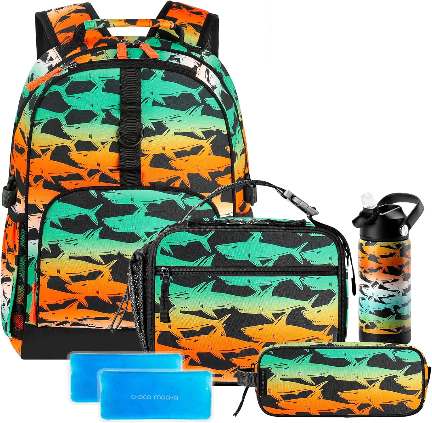 Choco Mocha Cheetah Backpack and Lunch Bag Set for Girls, Kids School Backpack and Lunch Box Set for Elementary School 17 Inch Bookbag, Leopard Pink