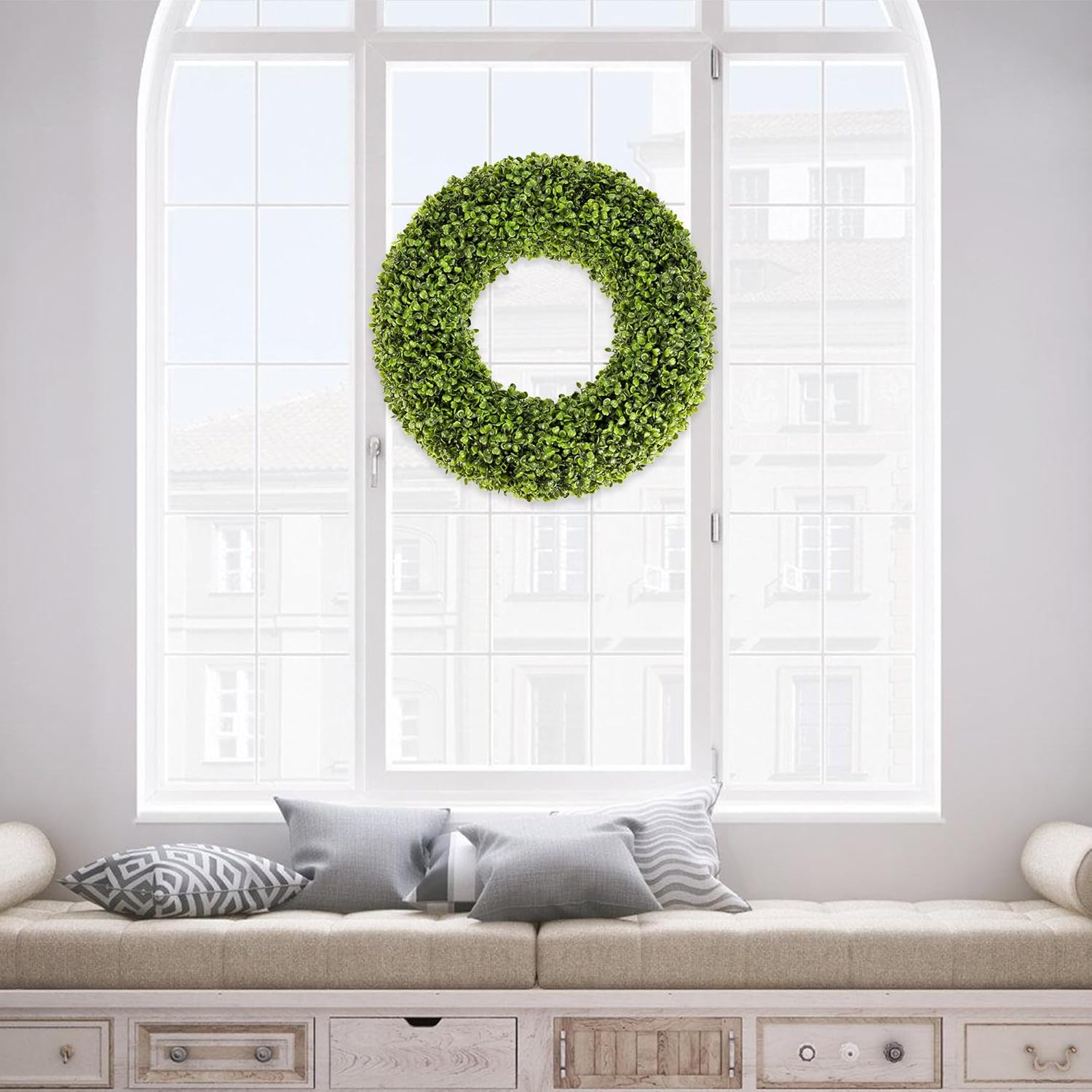 Boxwood Wreath - 20inch Outdoor/Indoor All Seasons Decor - Image 6