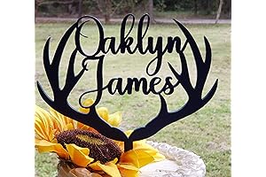 Personalized Baby Shower Antler Cake Topper