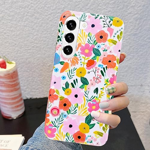Miniatura 7 de J.west Garden Floral Galaxy S22 Plus - Funda 5G de 6.6 pulgadas, diseño de flores de TPU suave, a prueba de golpes, para mujeres y niñas, color rosa