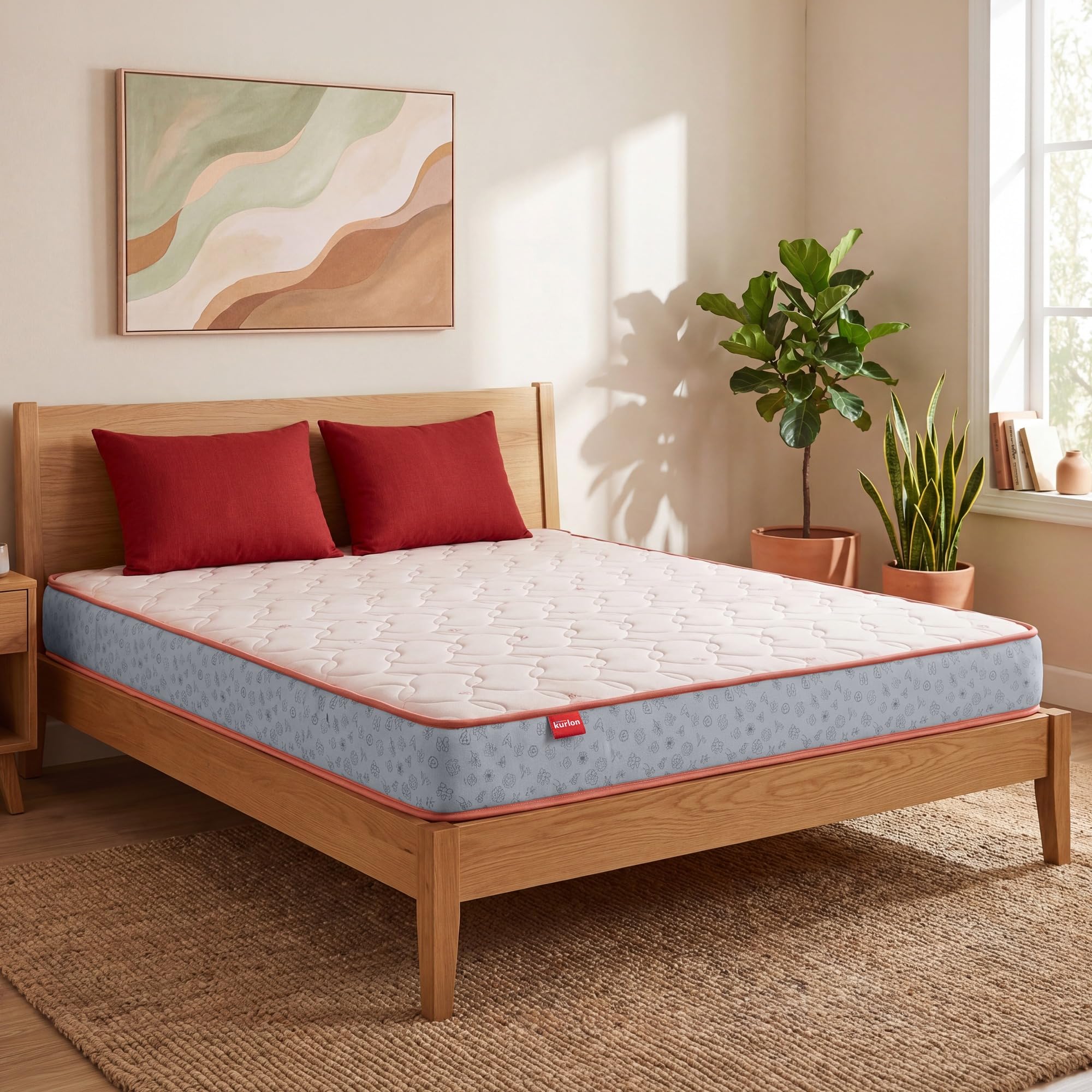 Kurlon Ortho Plus Spring Mattress | King Size 72x72x8 Inches | Medium Firm Pocket Spring Core | Better Pressure Relief | Optimal Airflow Comfort | Ergonomic Body Support | 10 Years Warranty