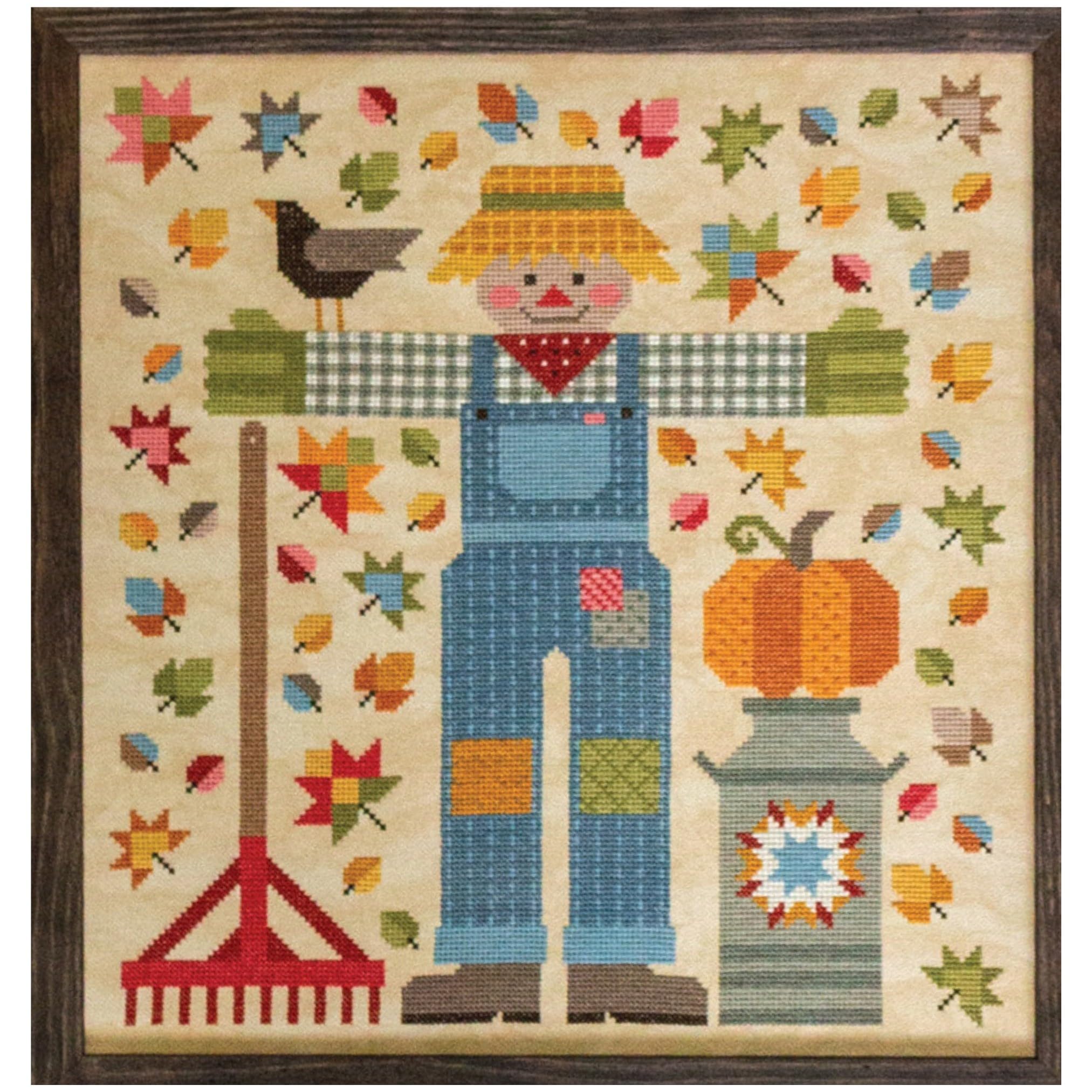 Riley Blake It's Sew Emma The Quilted Scarecrow Cross Stitch Pattern by Lori Holt, Autumn Harvest Theme