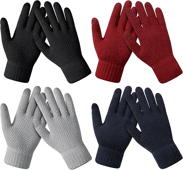 Loiyadn Winter Gloves - 4 Pairs Women's Winter Gloves, Warm Touchscreen gloves Women Men, Knit gloves for Cold Weather