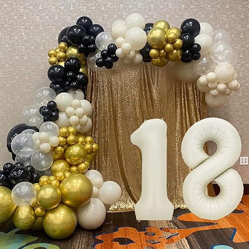 Miniatura 9 de Globos de 40 pulgadas color beige crema con el número 18  Color nude Champagne Kalisan Big Giant Jumbo Large Number Foil Mylar para suministros de
