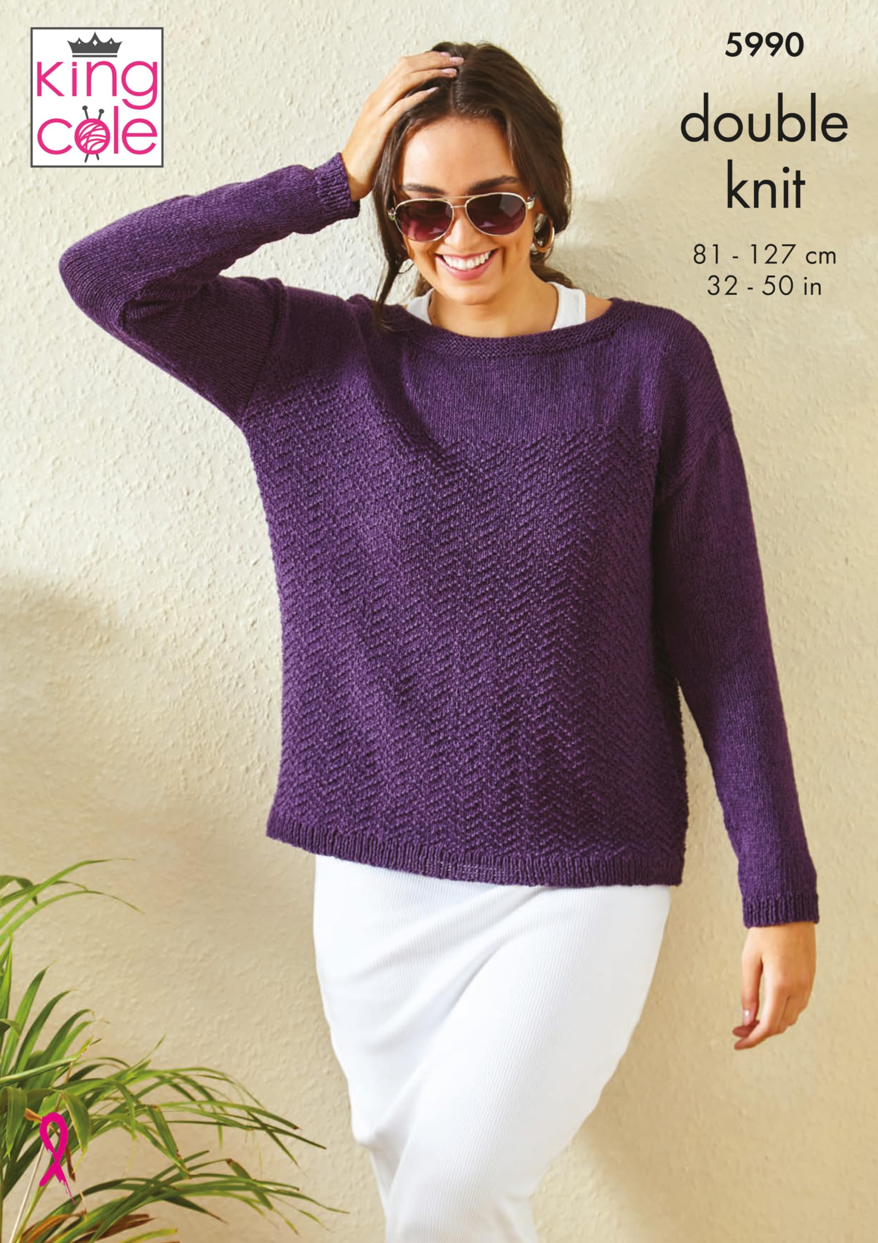 King Cole Ladies DK Knitting Pattern Chevron Pattern Sweater & Top 5990