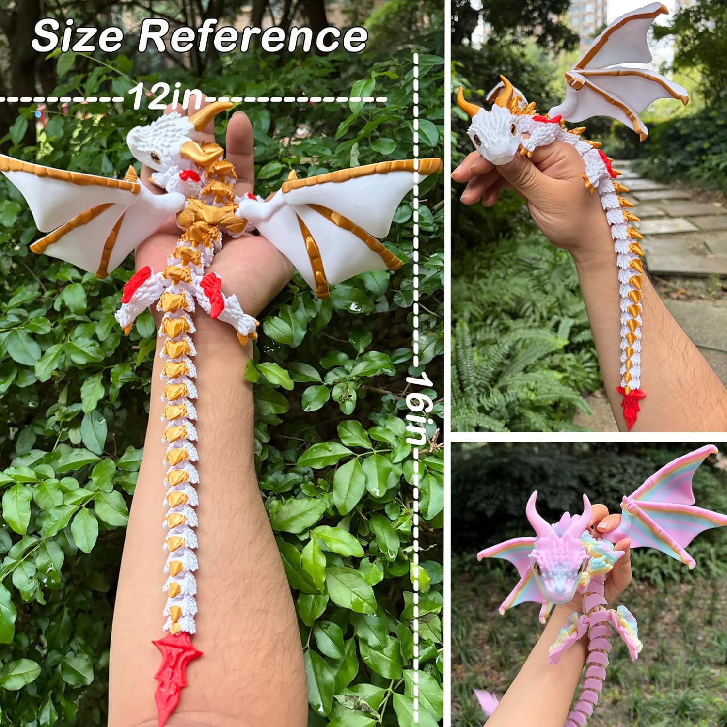 3D Printed Dragon with Wings, Flexible Articulated Fidget Dragon, 3D Printed Animals Collectible Birthday Gift for Home Office Desktop Pet Decor (Aerisyn) Age 18 Year+ - Image 4