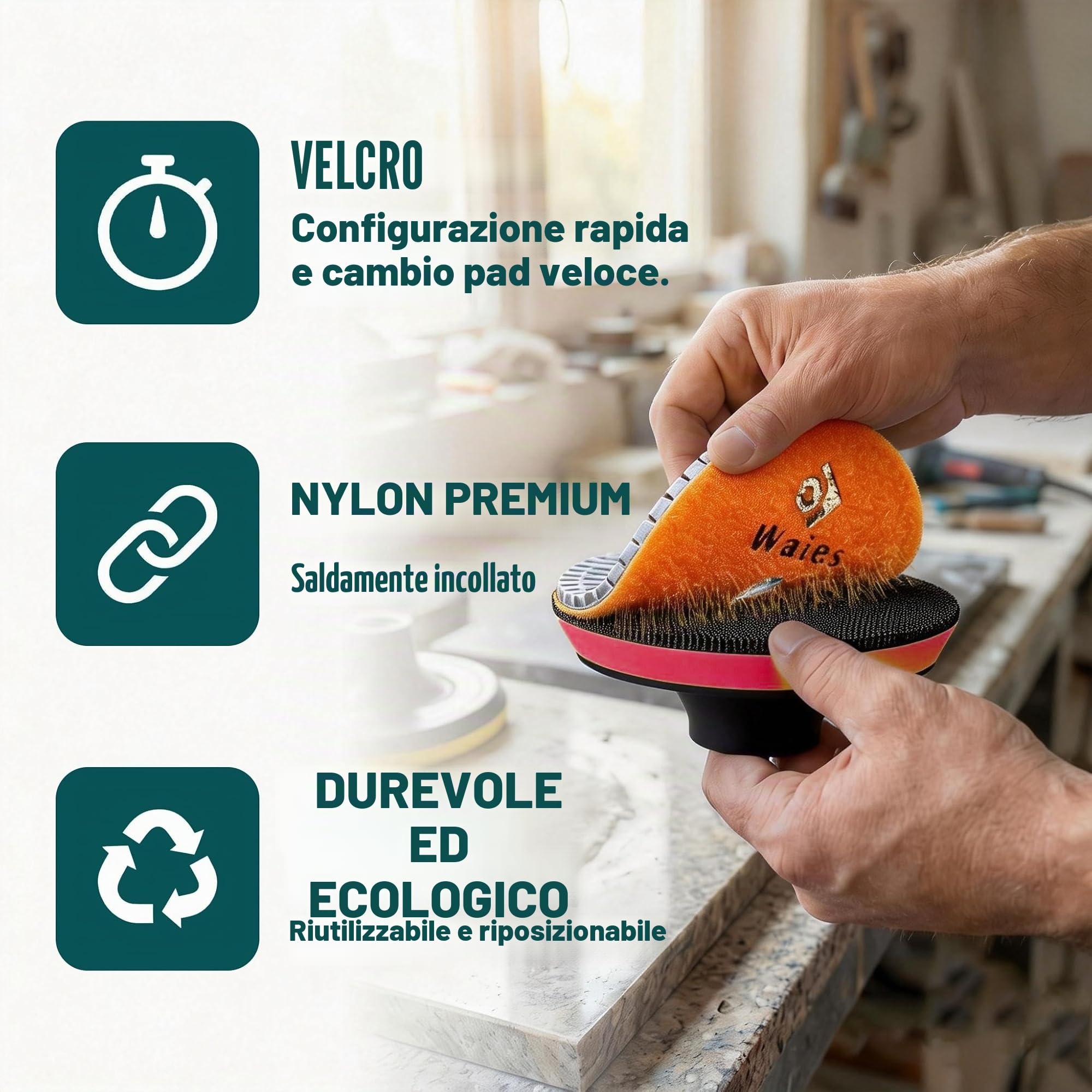 11 Pezzi set 125mm di tamponi per lucidatura di pietra wet diamantati pastiglie da Per Lucidatrice ad acqua per pavimenti in marmo di granito