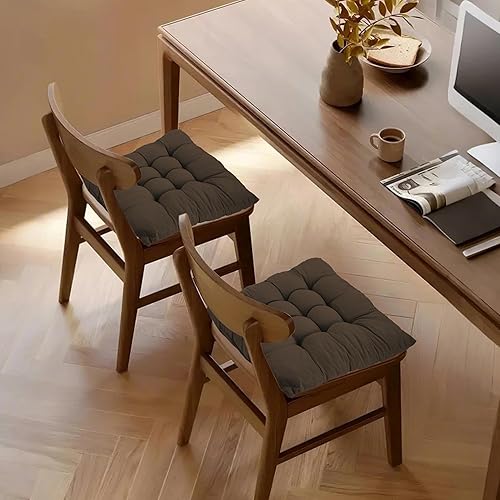 Miniatura 6 de ELFJOY Paquete de 4 cojines para sillas de comedor de 17 x 17 pulgadas, cojines de asiento para sillas de cocina, almohadillas cuadradas suaves y