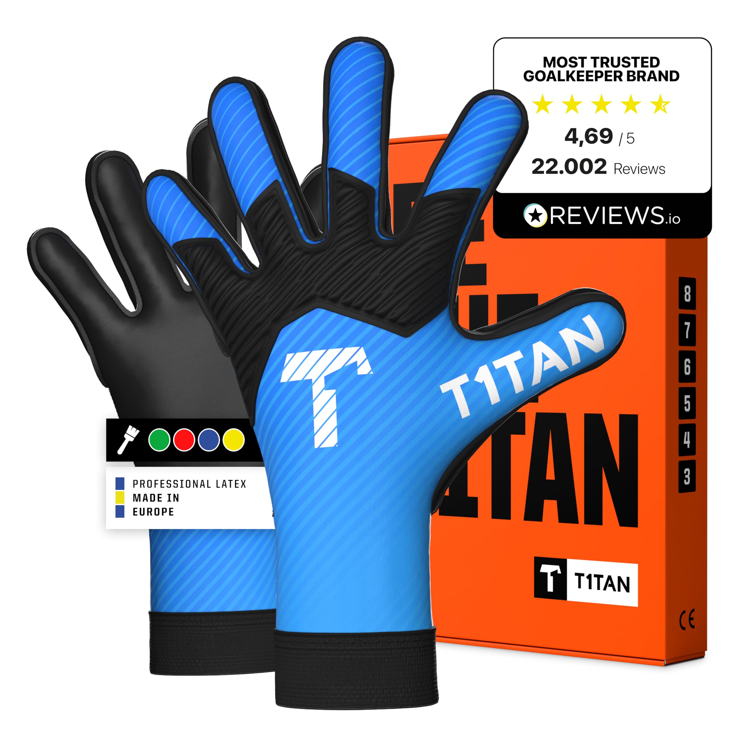 T1TAN Hobby AROX Blue Goalkeeper Gloves 3 mm Gorilla Grip, Breathable and Durable, Natural & Synthetic Grass Football, Size 3 (3-4 Years), Non-Slip โ image 1