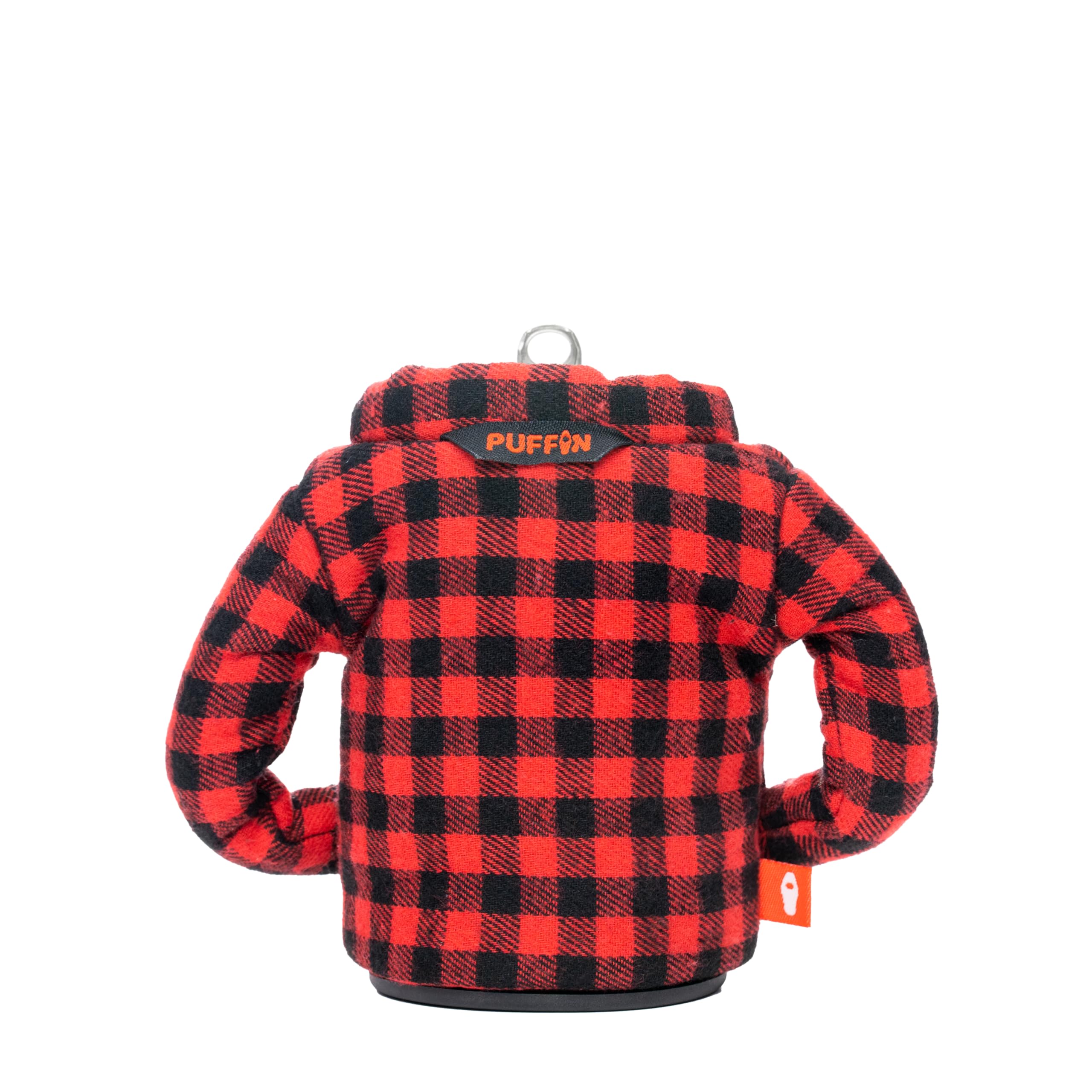 Puffin The Lumberjack Isolierter Dosenkühler aus Flanell, 300 & 473 ml, Puffin Red | Flanellhülle mit Reißverschluss für 340 ml und 473 ml hohe Dosen plus Flaschen. Rutschfester Boden hält Bier und Soda kalt