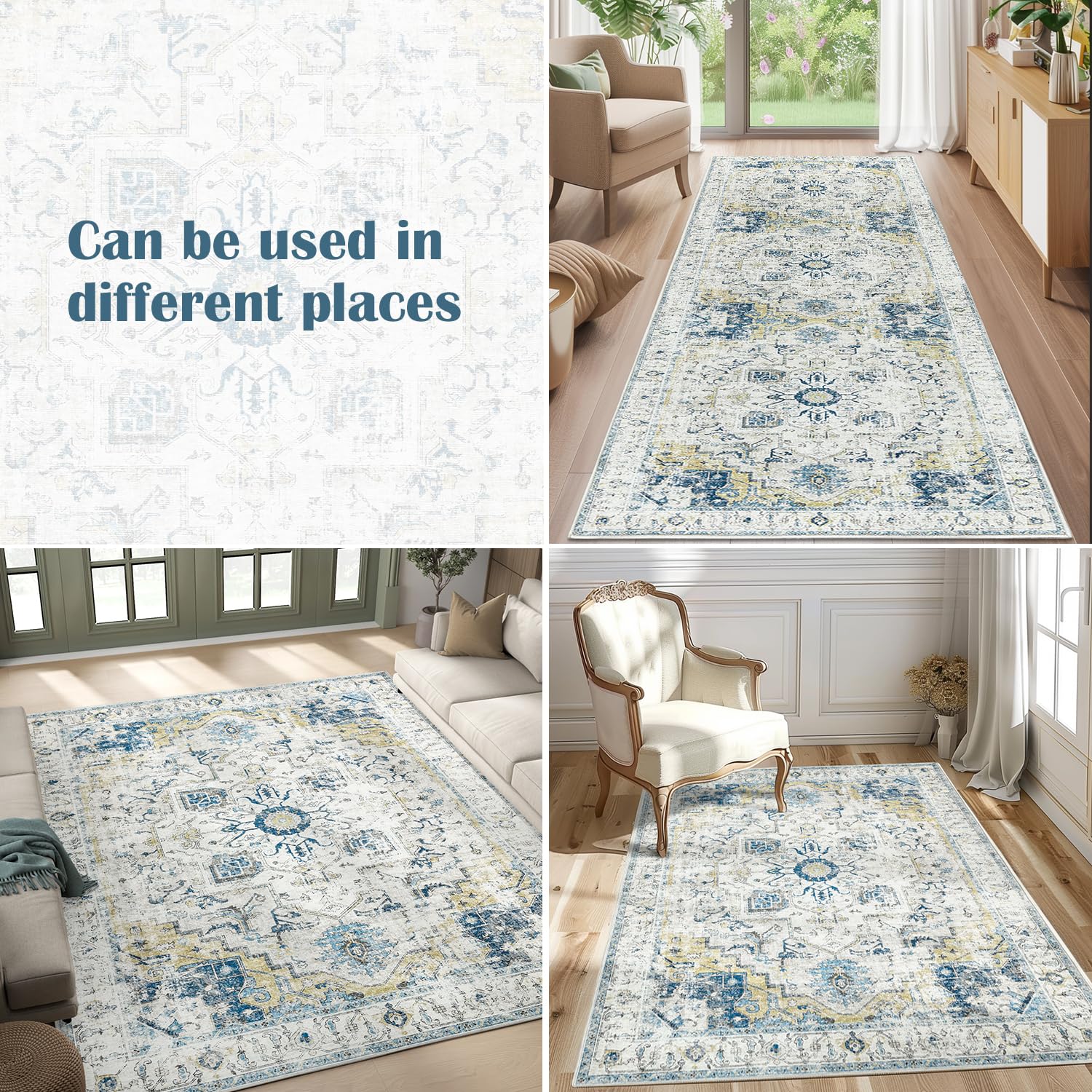 jinchan Area Rug Persian Vintage Indoor Floor Cover Print