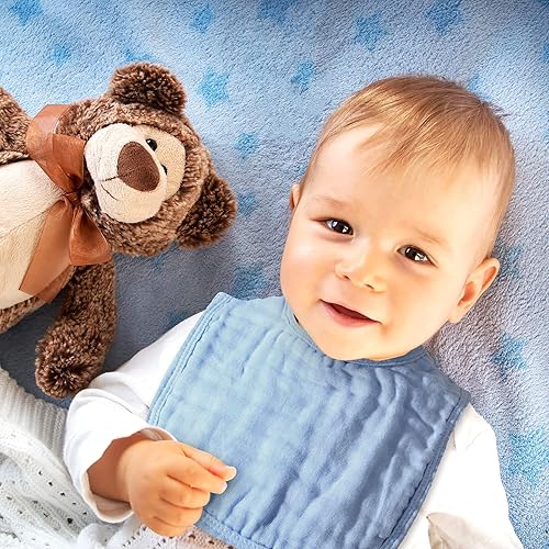 Miniatura 4 de Frienda 6 piezas de baberos de muselina para dentición de bebé, bandana, baberos, 6 capas absorbentes para bebé, niño y niña, paño de algodón para