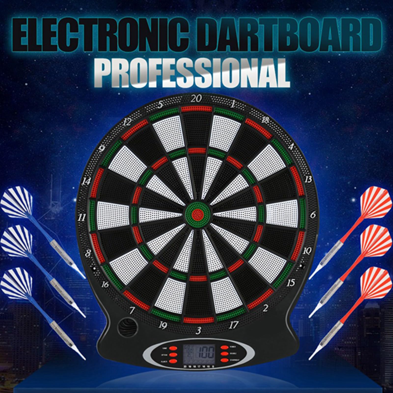 Gegong Electronic Dart Board Digital Punte Display Game sospeso Target Pratica Indicatore LCD professionale con 6 Darts Family Family Active Activity Bar Game