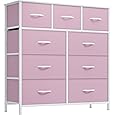 DWVO Dresser for Bedroom with 9 Drawers, Fabric Storage Dresser for Living Room, Closets - Sturdy Steel Frame, Wooden Top & Easy Pull Fabric Bins(Pink)