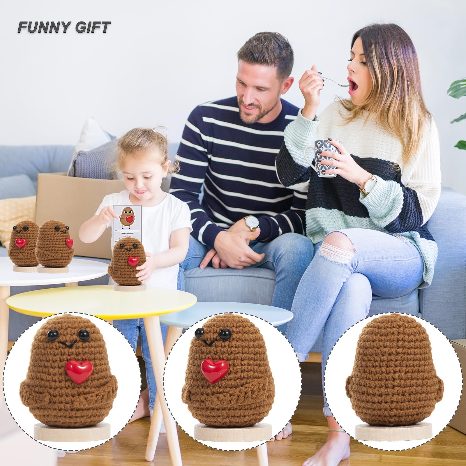XBOCMY Pocket Hug Positive Potato, Gifts for Boyfriend, Funny Gift for Girlfriend, Motivational Gifts, Small Lucky Charm Best Friend, Small Hug Pocket Hug Potato Lucky Charm