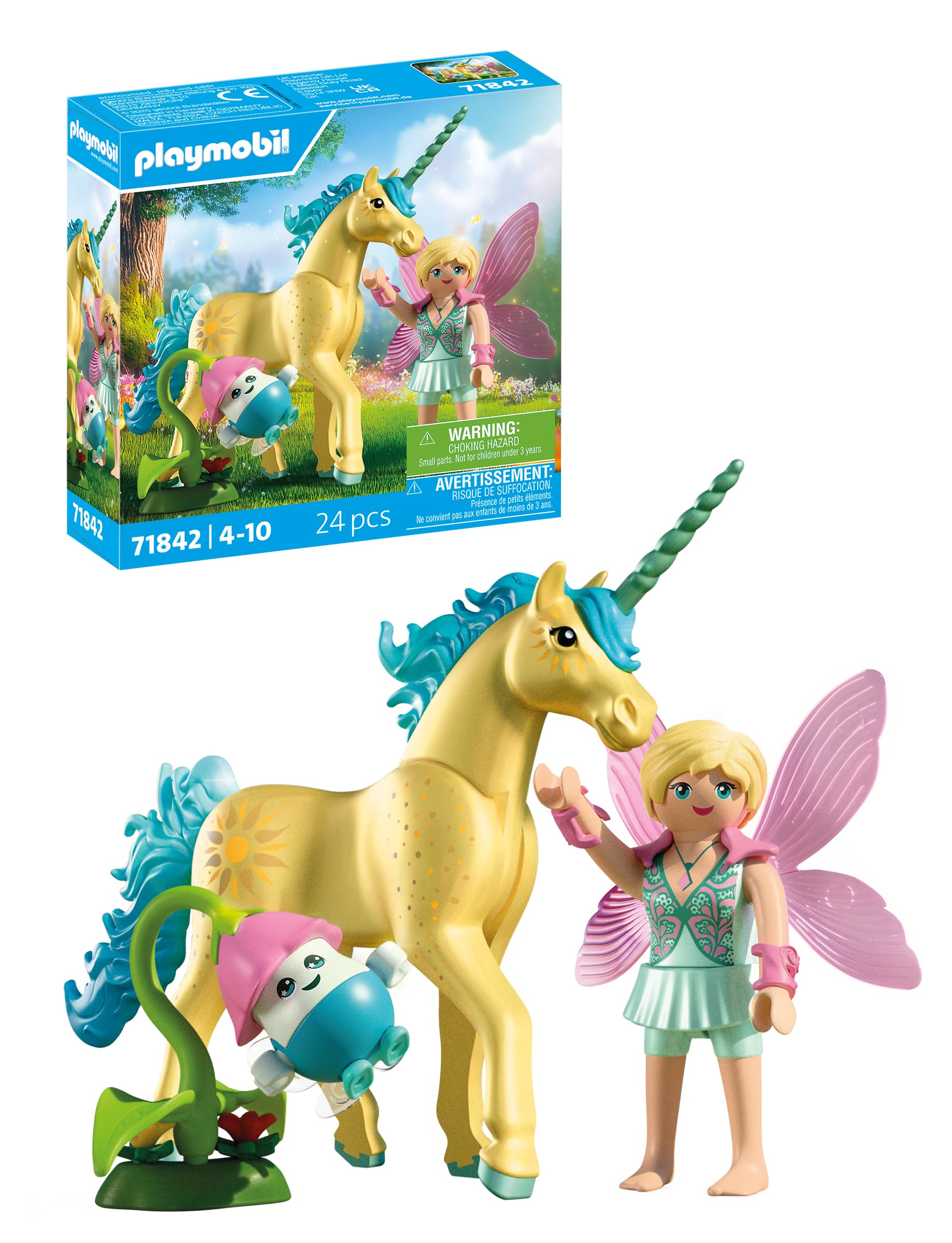 Playmobil | Magic Unicorns | Licorne de Collection Fleur de Soleil avec fée | avec détails Magiques & Accessoires interchangeables | Cadeau Parfait pour Les Enfants à partir de 4 Ans | 71842