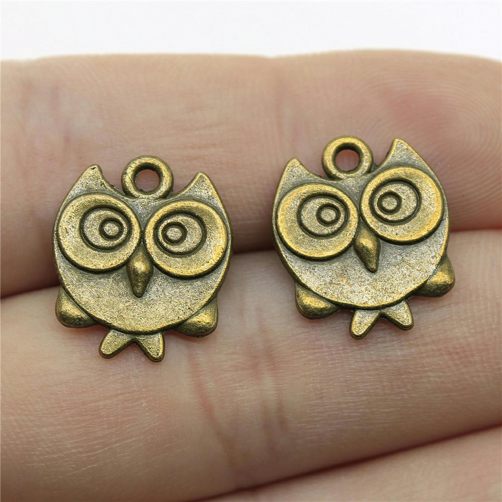 Lot de 100 Chouettes Multicolores en Argent tibétain 17 x 14 mm B10157 - Plaqué Bronze - 100 pièces