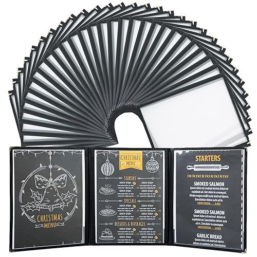 Fundas de menú de 8.5 x 11 pulgadas, paquete de 30 fundas de menú de recetas de restaurante, fundas transparentes para menú de cocina, bebidas,