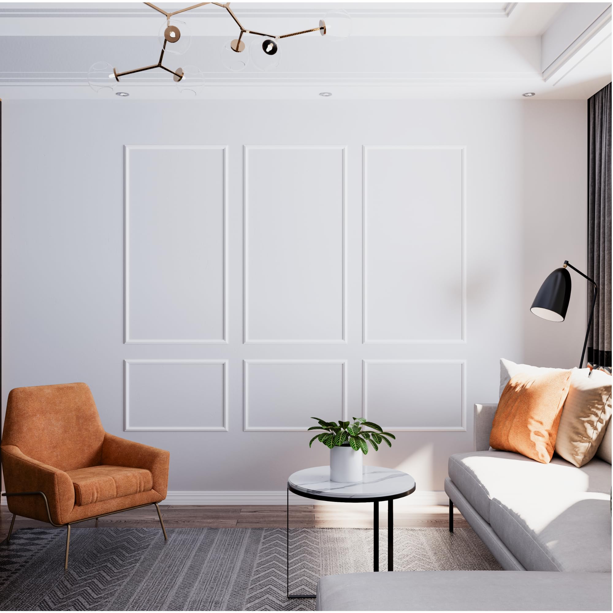 DECOZAYN Wall Molding Kit, Premade Wainscoting Panels, Picture Frame Moulding, Pre Cut Wall and Door Molding &Trim Panel Kits, Wainscot Wall Panel for Home Decoration, 6 Frames, hazr01