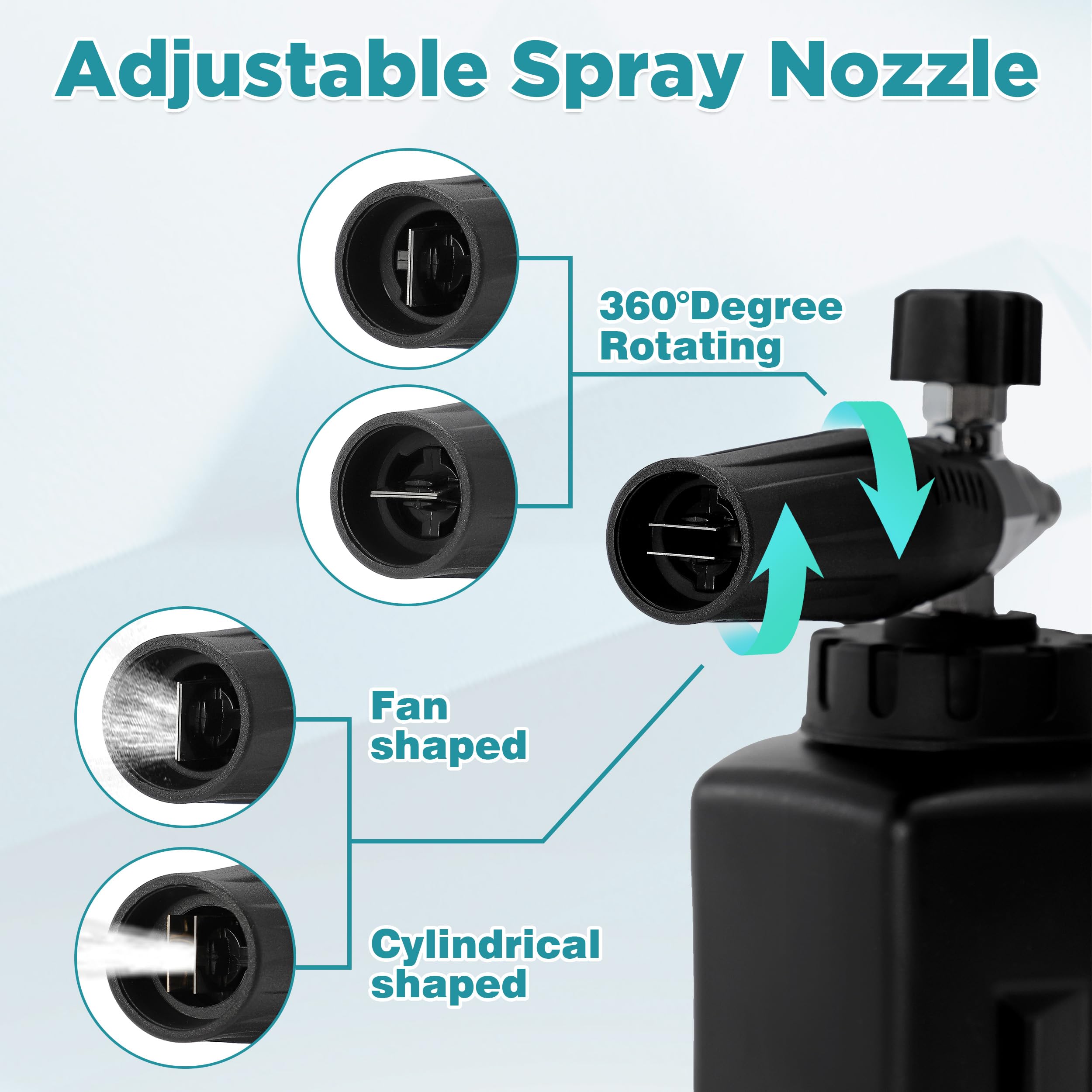 PWACCS Pistola de espuma para hidrolimpiadora con accesorio de doble conector, pistola de lavado a presión corta y kit de lavado de coche de doble punta, conector rápido de 1/4", entrada macho M22