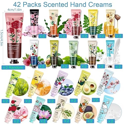 Miniatura 2 de Paquete de 42 cremas de manos para manos secas y agrietadas, mini loción de manos tamaño de viaje, juego de regalo de crema hidratante para el