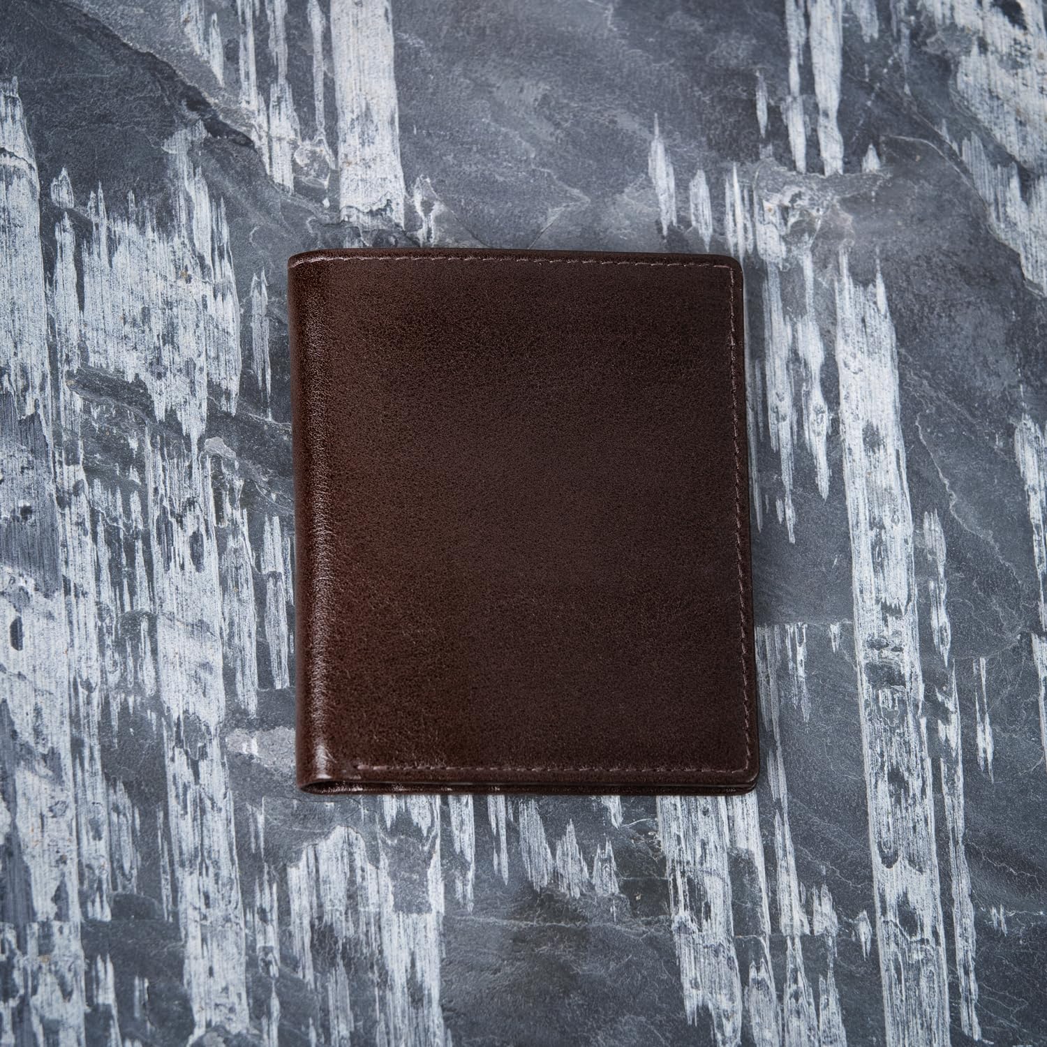 Downholme Cartera De Cuero con Silueta Delgada Y Plegable para Hombre (Marrón Oscuro)