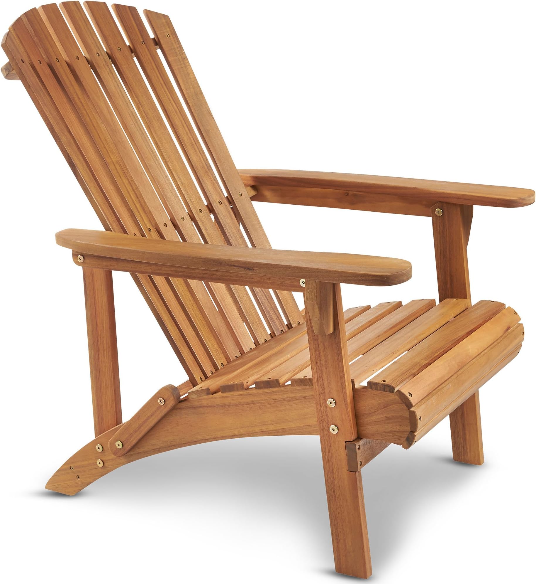 VonHaus Natural Adirondack Chair - Outdoor Fire Pit Chair for Garden, Terrace, Patio & Balcony - Water Resistant Acacia Hardwood Oiled Finish Garden Seat with Wide Armrests & Ergonomic Sloped Back