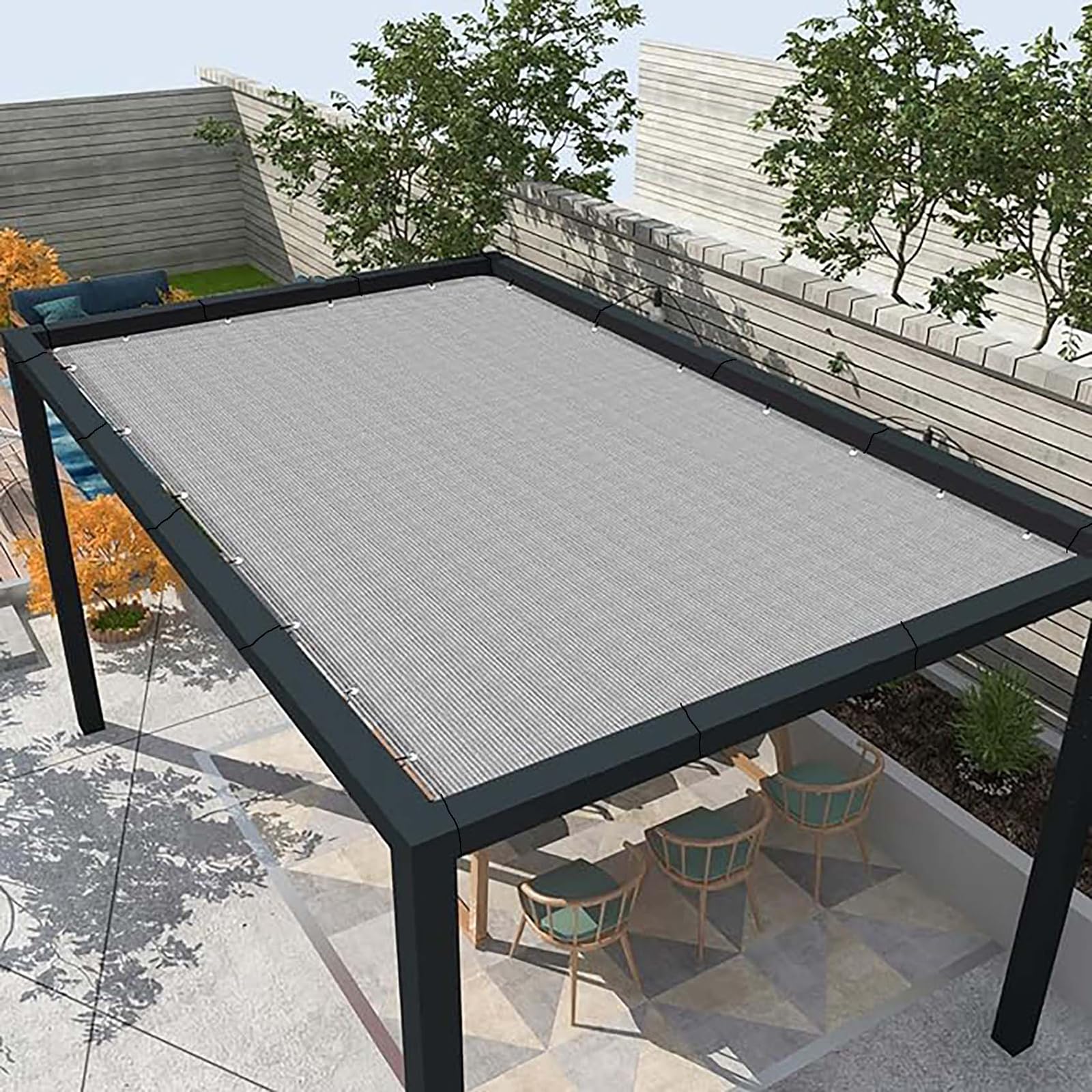 Telo Balcone 120 x 700 cm in HDPE 220G ㎡, Permeabile, Anti-Uv, Frangivento, Protezione Solare, Copertura Balcone Ringhiera con Fascette e Funi para Jardín Exterior, Grigio