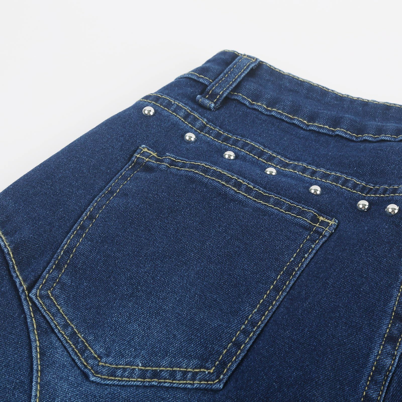 Genérico Vaqueros Rectos Mujer Vaqueros Elásticos Mujer Slim De Tiro Elásticos Cintura Alta Lavado Push Up Glúteos Control Abdominal Pantalon Campana con Bolsillo