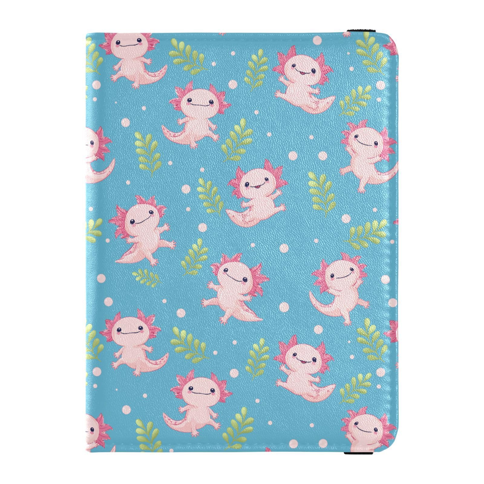 Sletend Cute Axolotls Passport Holder Passport Cover for Women Men,Travel Document Organizer Holder Accessories Boy Girl t personalized Passport